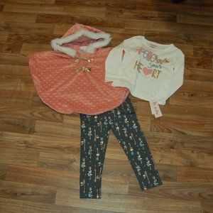Little Lass Toddler Girl Hooded Poncho, T & Leggin